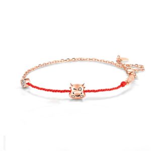 S925 sterling silver bracelet red string cow bracelet