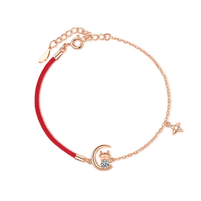 S925 sterling silver bracelet red string star and moon bracelet