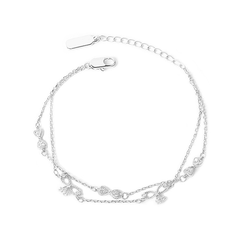 S925 sterling silver bracelet bow bracelet