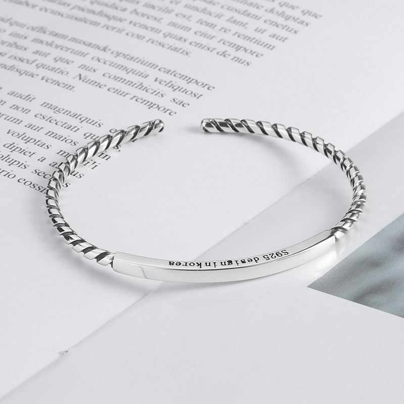 S925 sterling silver bracelet vintage roman pattern bracelet - Image 4