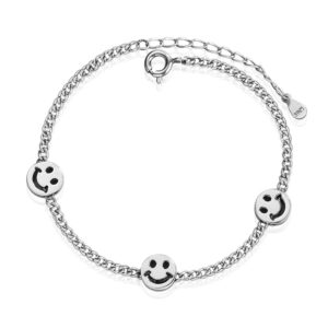 S925 sterling silver bracelet smiley face bracelet
