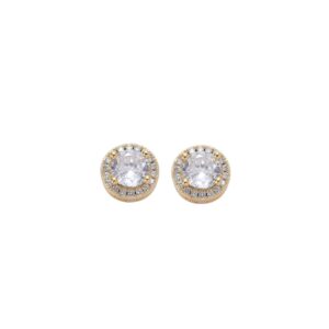 LXED4004 Hip Hop copper inlaid zircon earrings 9mm round studs