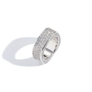 Hip Hop Rings Copper Set Zircon 8mm Square 3 Row Zircon Cuban Rings Men's Rings