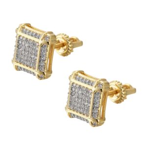 LXED4014 Hip Hop copper inlaid zircon earrings 17*12mm square studs