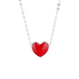 S925 sterling silver necklace red heart shape thermochromic pendant clavicle chain