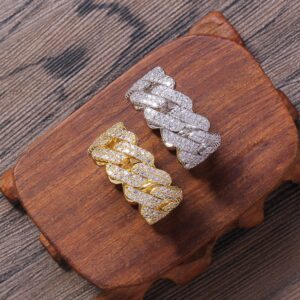 Hip Hop Ring Copper Set Zircon 11mm Cuban Ring Couple Ring