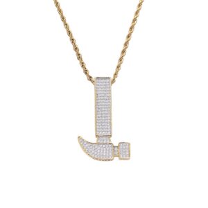 Hip hop pendant copper inlaid with zircon hammer shape