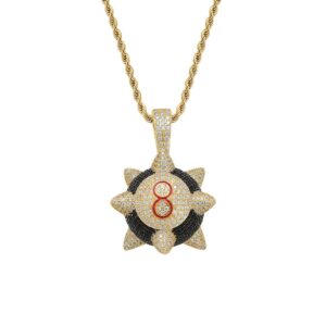 Hip Hop pendant copper inlaid with zircon black 8 meteor hammer shape