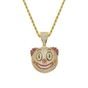 Hip hop pendant copper inlaid with zircon clown mask shape
