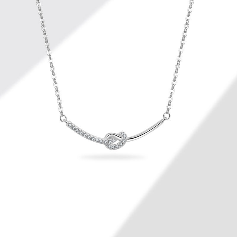 S925 sterling silver necklace knotted shape pendant clavicle chain - Image 3