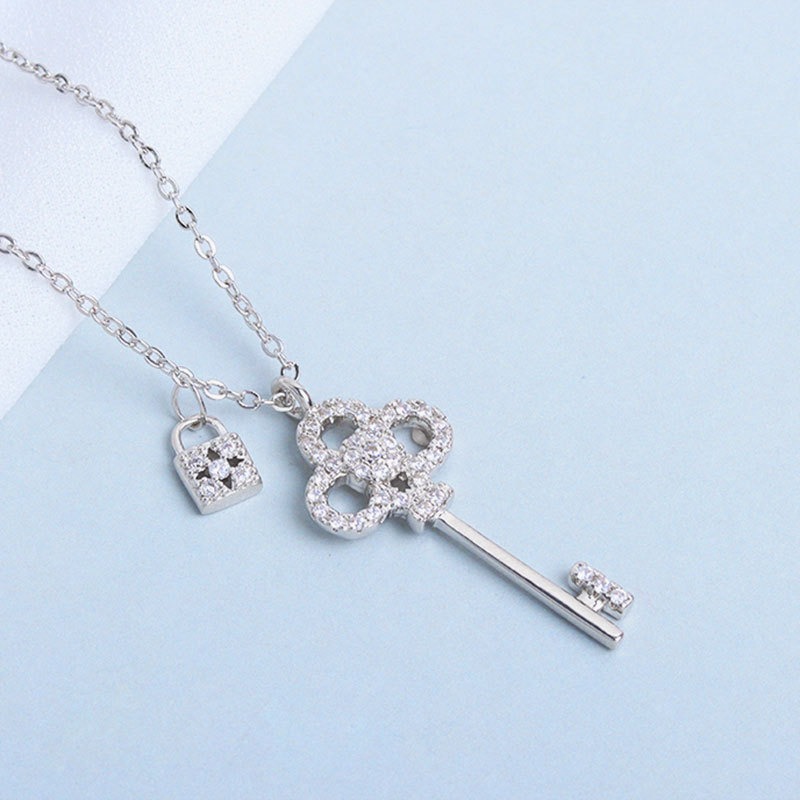 S925 sterling silver necklace key pendant clavicle chain - Image 3