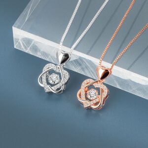 S925 sterling silver necklace double heart pendant clavicle chain