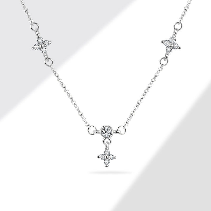 S925 sterling silver necklace four-leaf clover clover pendant clavicle chain - Image 3