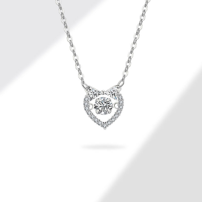 S925 sterling silver necklace heart bow pendant clavicle chain - Image 3