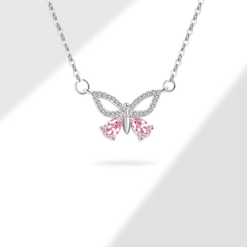 S925 sterling silver necklace butterfly pendant clavicle chain - Image 3