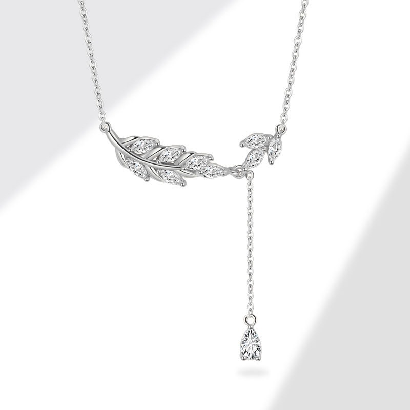 S925 sterling silver necklace tassel wheat sphue pendant clavicle chain - Image 3