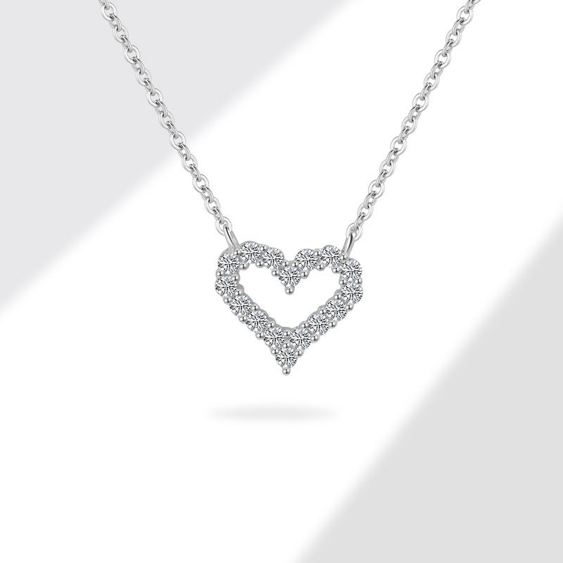 S925 sterling silver necklace hollow heart pendant clavicle chain - Image 3