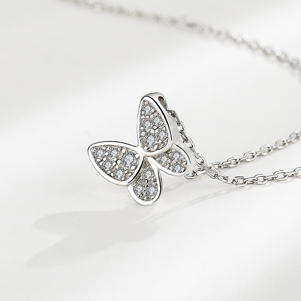 S925 sterling silver necklace butterfly pendant clavicle chain - Image 3