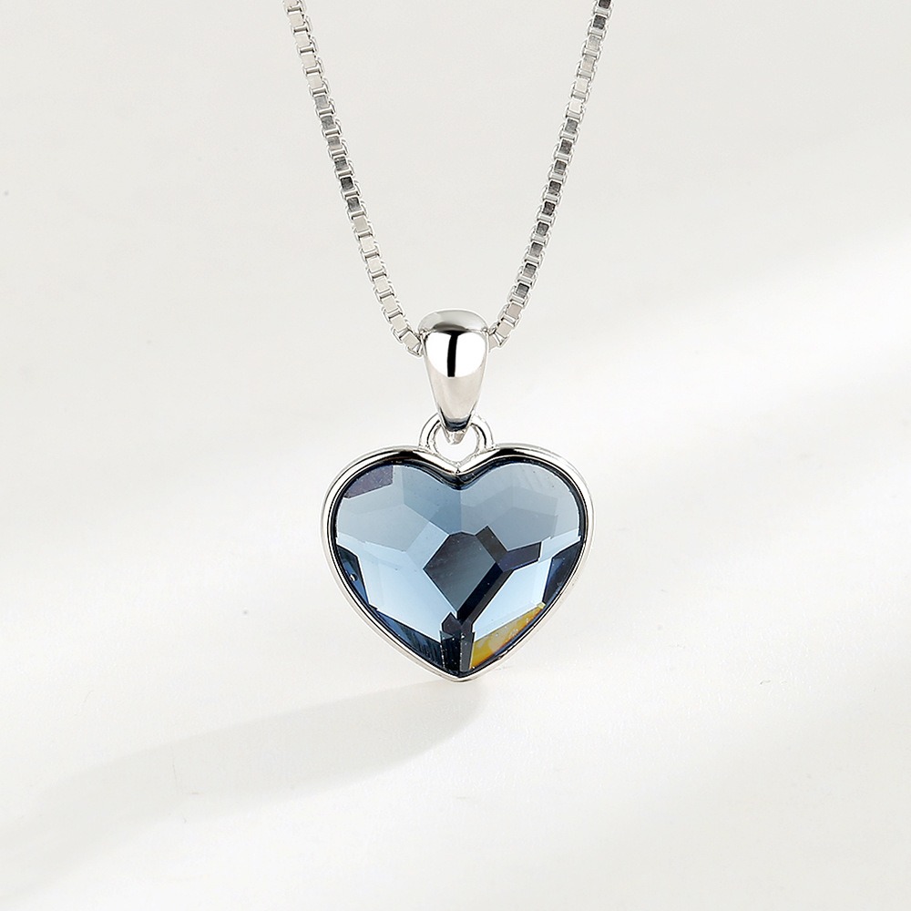 S925 sterling silver necklace heart pendant clavicle chain - Image 3