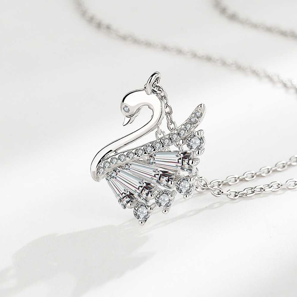 S925 sterling silver necklace swan pendant clavicle chain - Image 3