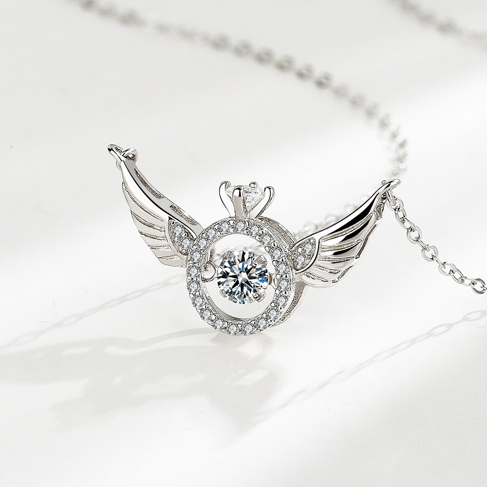 S925 sterling silver necklace angel wings pendant clavicle chain - Image 3