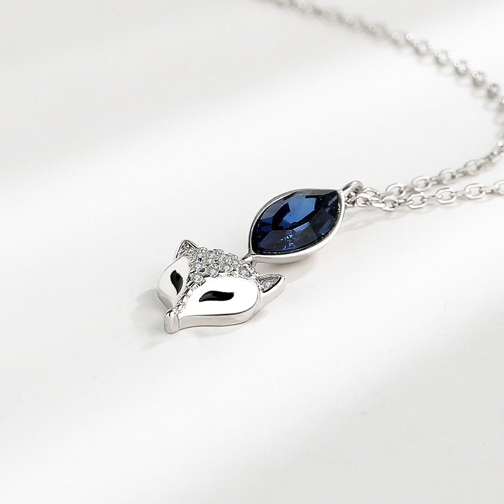S925 sterling silver necklace crystal fox pendant clavicle chain - Image 3