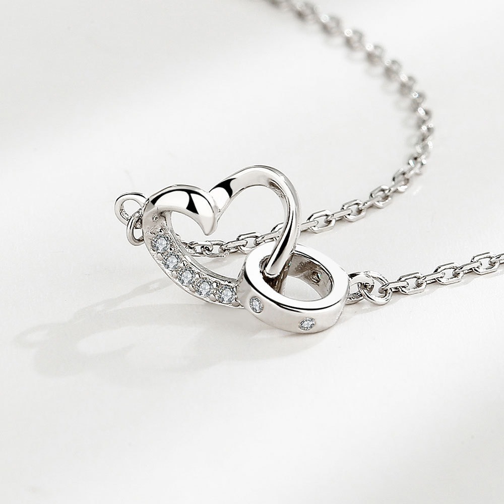 S925 sterling silver necklace heart pendant clavicle chain - Image 3