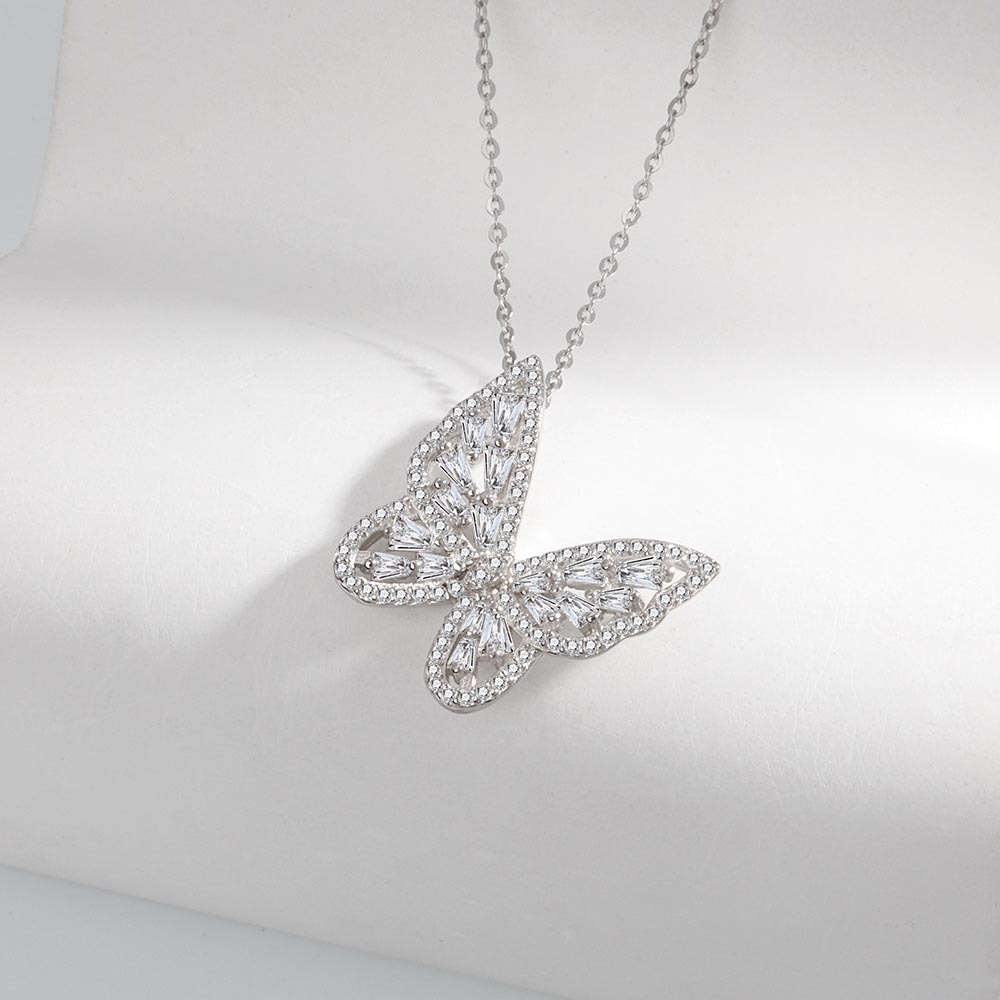 S925 sterling silver necklace butterfly pendant clavicle chain - Image 2