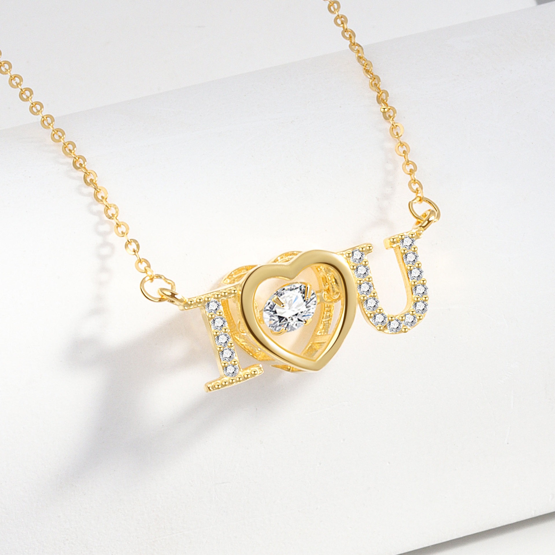 S925 sterling silver necklace I love you pendant clavicle chain - Image 3