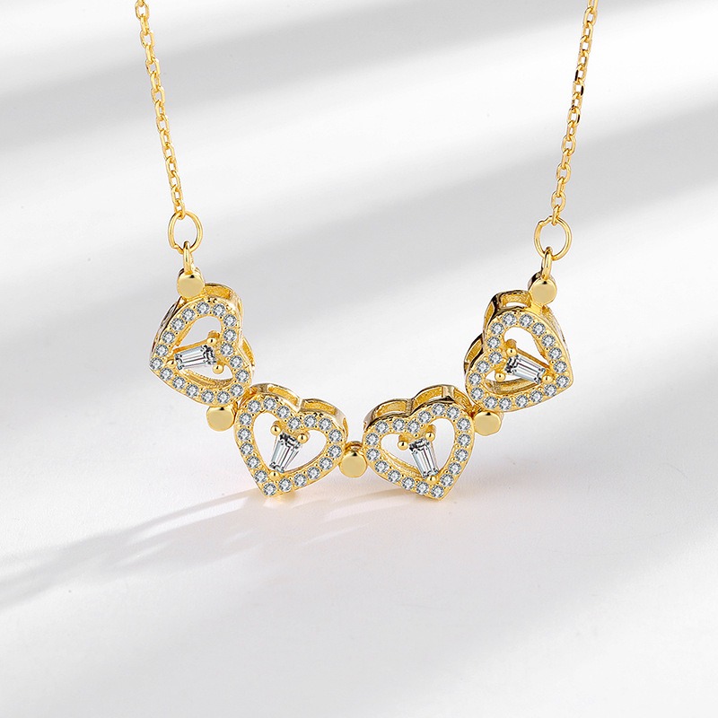 S925 sterling silver necklace heart shaped magnetic clover pendant clavicle chain - Image 2