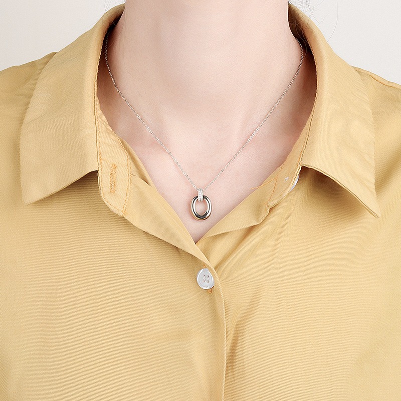 S925 sterling silver necklace geometric pendant clavicle chain - Image 4