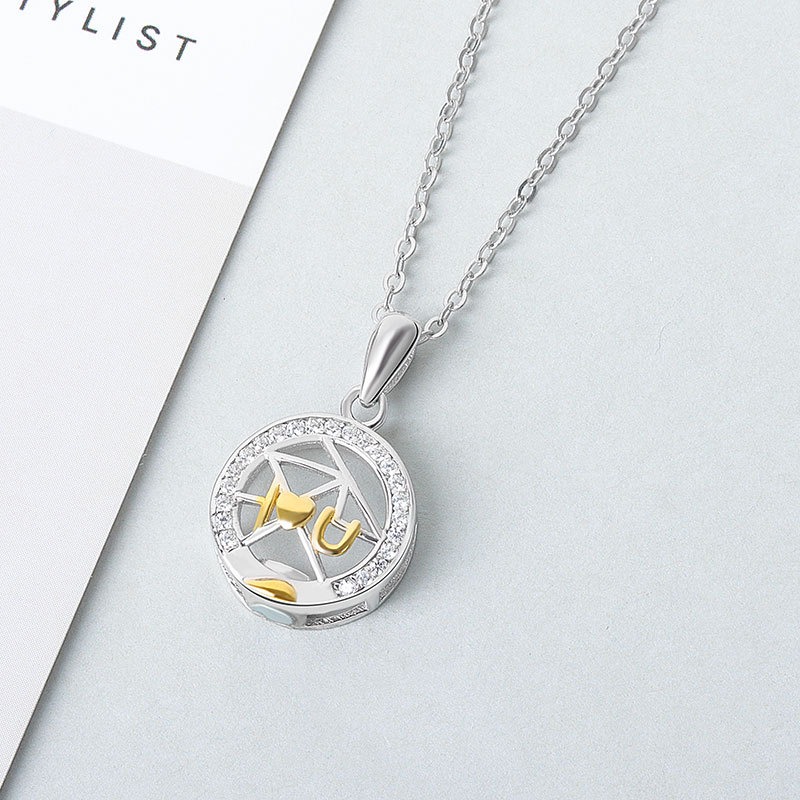 S925 sterling silver necklace sun moon couple pendant clavicle chain - Image 2