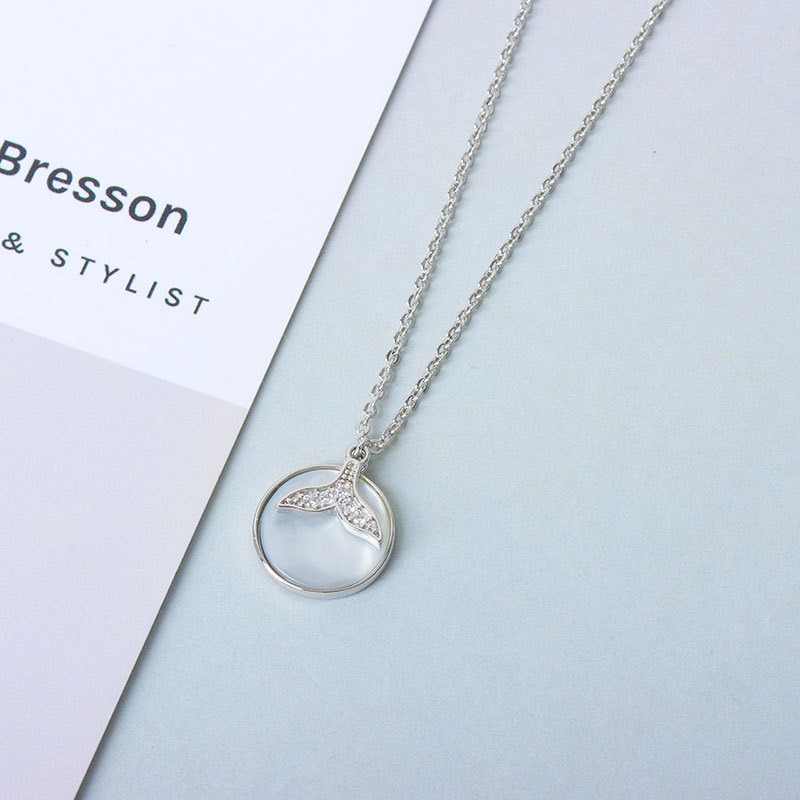 S925 sterling silver necklace hollow fishtail pendant clavicle chain - Image 3