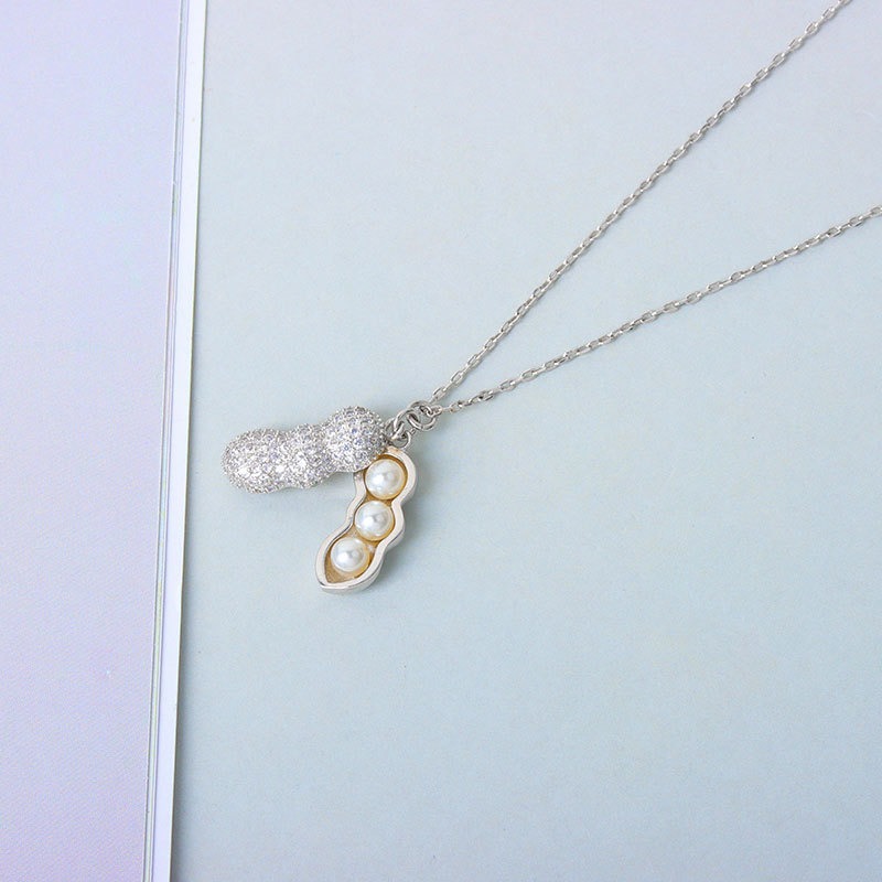 S925 sterling silver necklace peanut pendant clavicle chain - Image 3