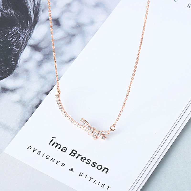 S925 sterling silver necklace smile bow pendant clavicle chain - Image 2