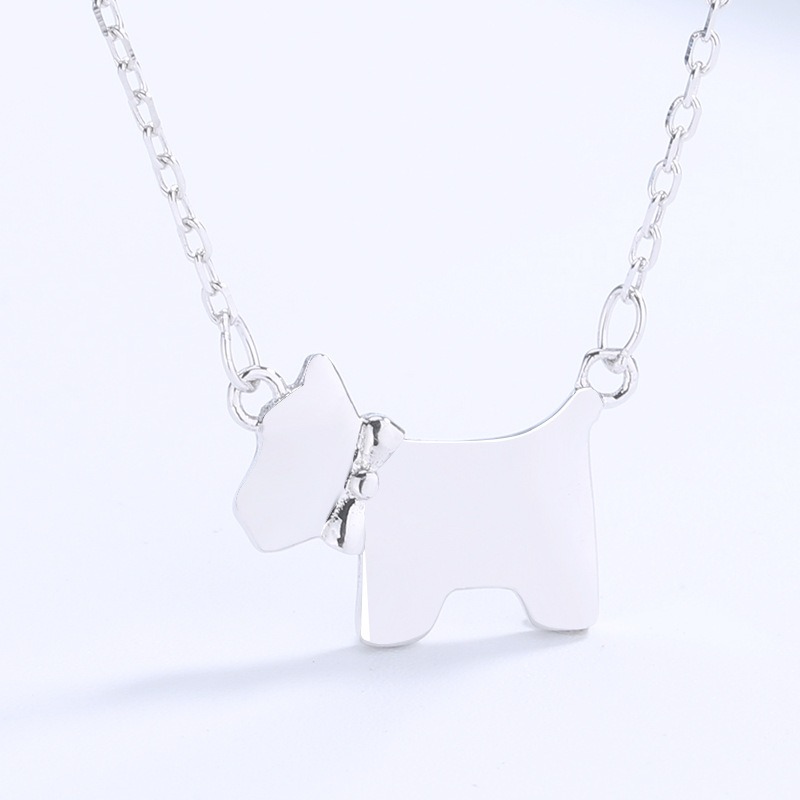 S925 sterling silver necklace glossy puppy pendant clavicle chain - Image 3