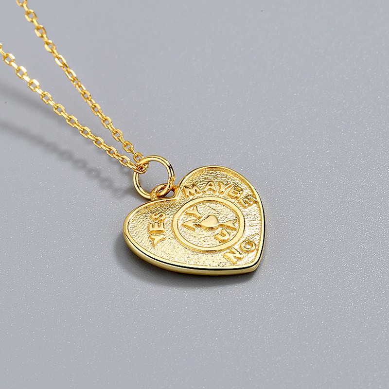 S925 sterling silver necklace double-sided embossed pendant clavicle chain - Image 4