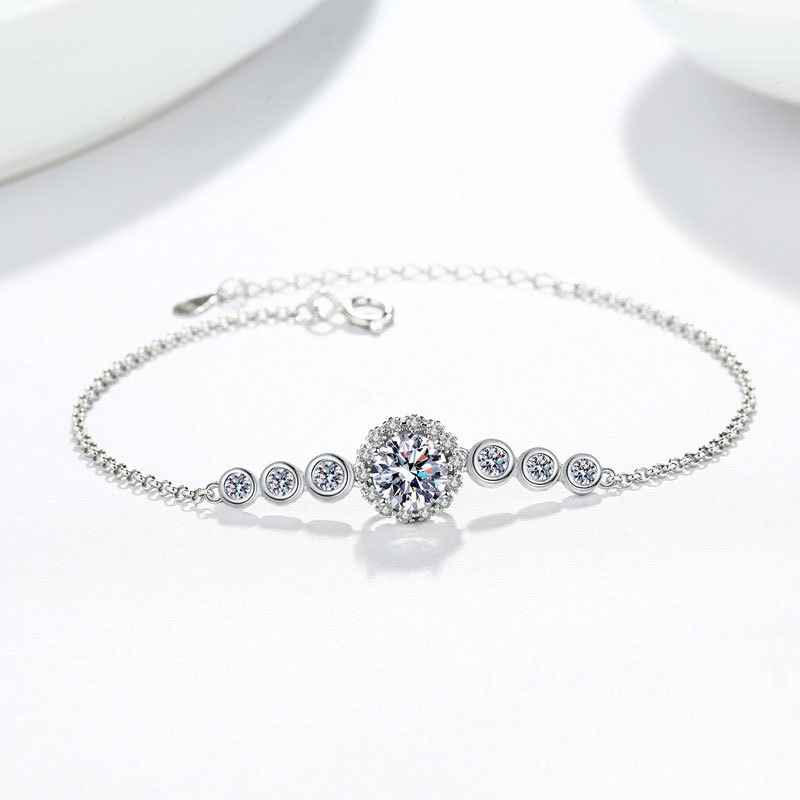 S925 sterling silver bracelet 1 carat moissanite bracelet - Image 2