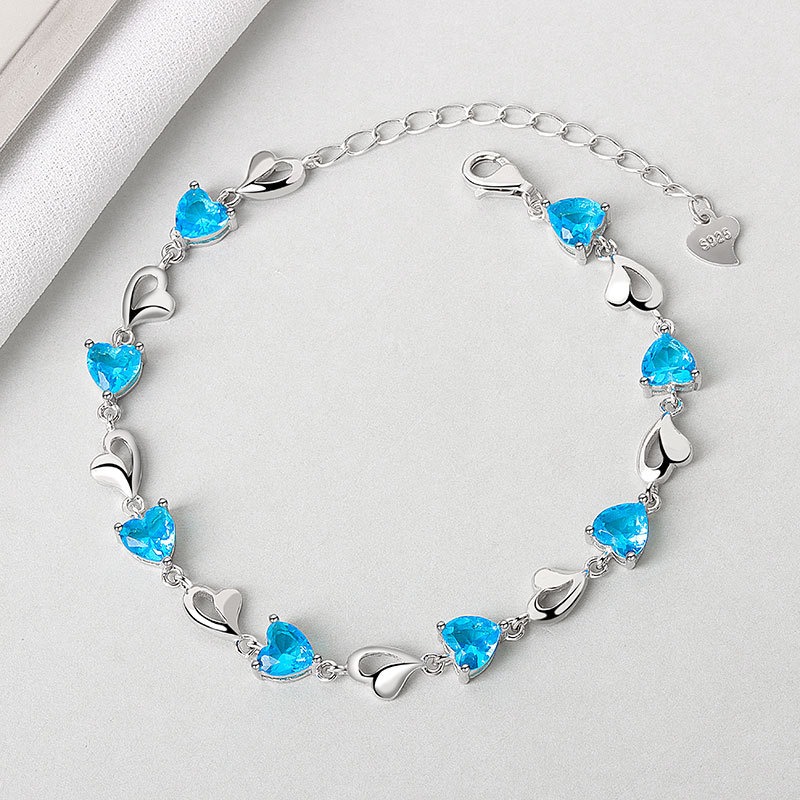 S925 sterling silver bracelet heart shape - Image 3