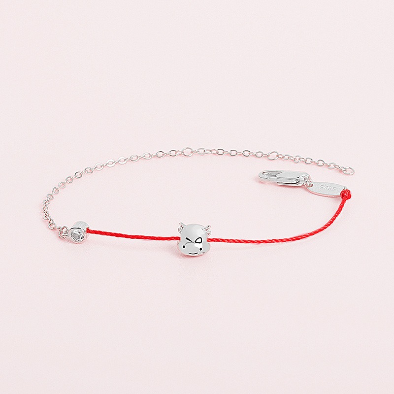 S925 sterling silver bracelet red string cow bracelet - Image 3