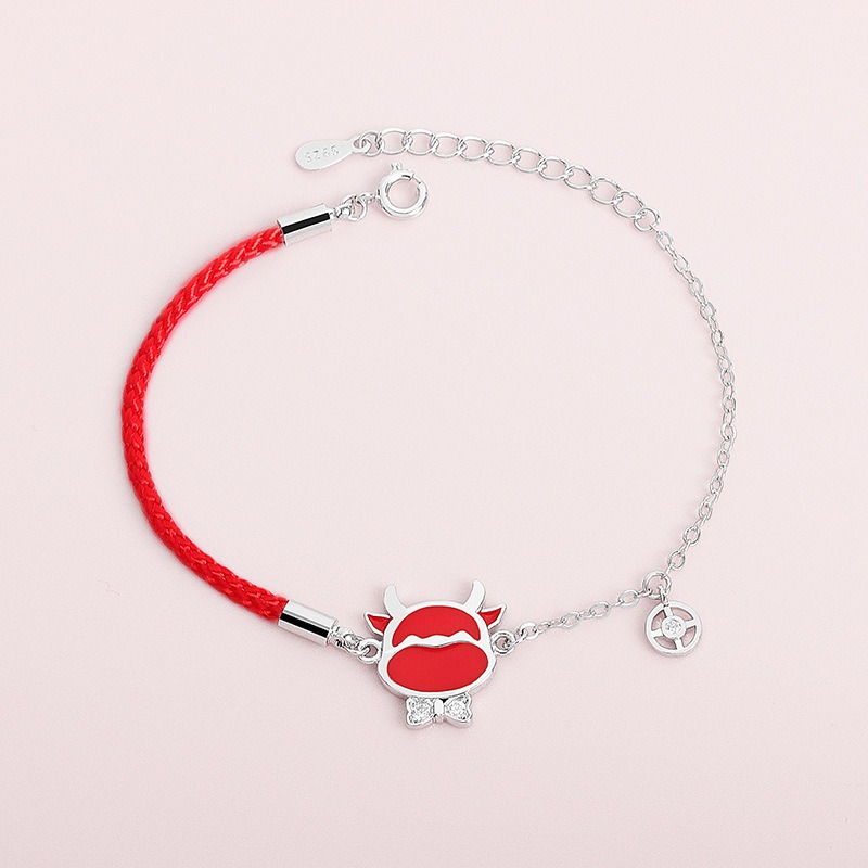 S925 sterling silver bracelet red string ox thermochromic bracelet - Image 3