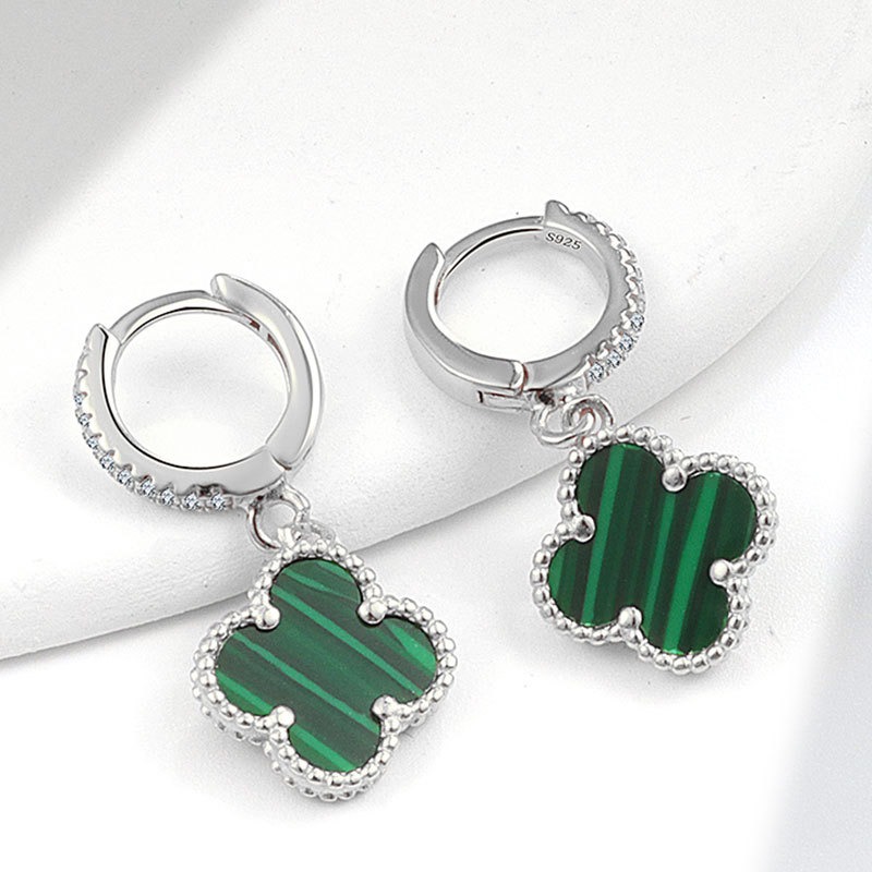 S925 sterling silver stud earrings four-leaf clover - Image 2