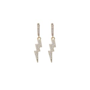 LXED4028 copper inlaid zircon earrings hiphop lightning shape earrings