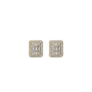 LXED4030 copper inlaid zircon earrings hiphop 11*9mm square studs