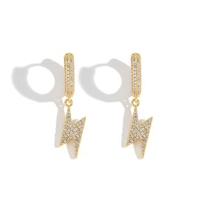 LXED4039 Hip-hop earrings copper inlaid zirconium lightning earrings