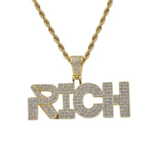 Hip Hop pendant copper inlaid with zirconium RICH shape