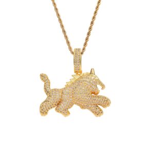 Hip hop pendant copper inlaid with zircon unicorn shape