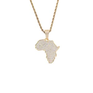 Hip hop pendant copper inlaid with zircon Africa map shape