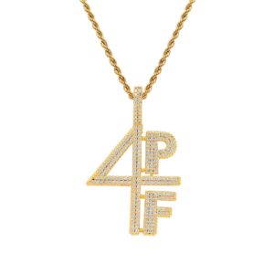 Hip Hop Pendant Copper Inlaid Zircon 4PF Number Letter Shape