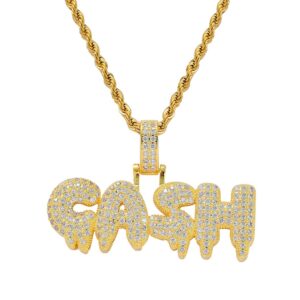 HIP HOP PENDANT COPPER INLAID ZIRCON CASH SHAPE